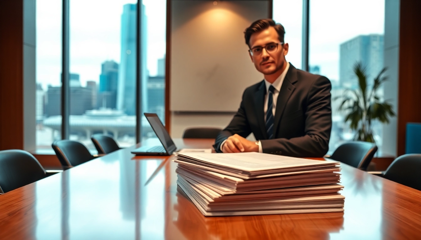 Serving clients, Washington DC Venture Capital Lawyer consults in a modern office setting.