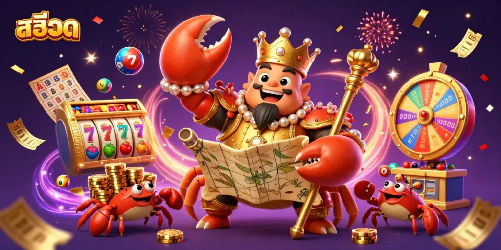 สัมผัสความตื่นเต้นของสล็อตในภาพ 3D สีสันสดใสที่มีจักรพรรดิและลูกกุ้งในโลกของคาสิโน