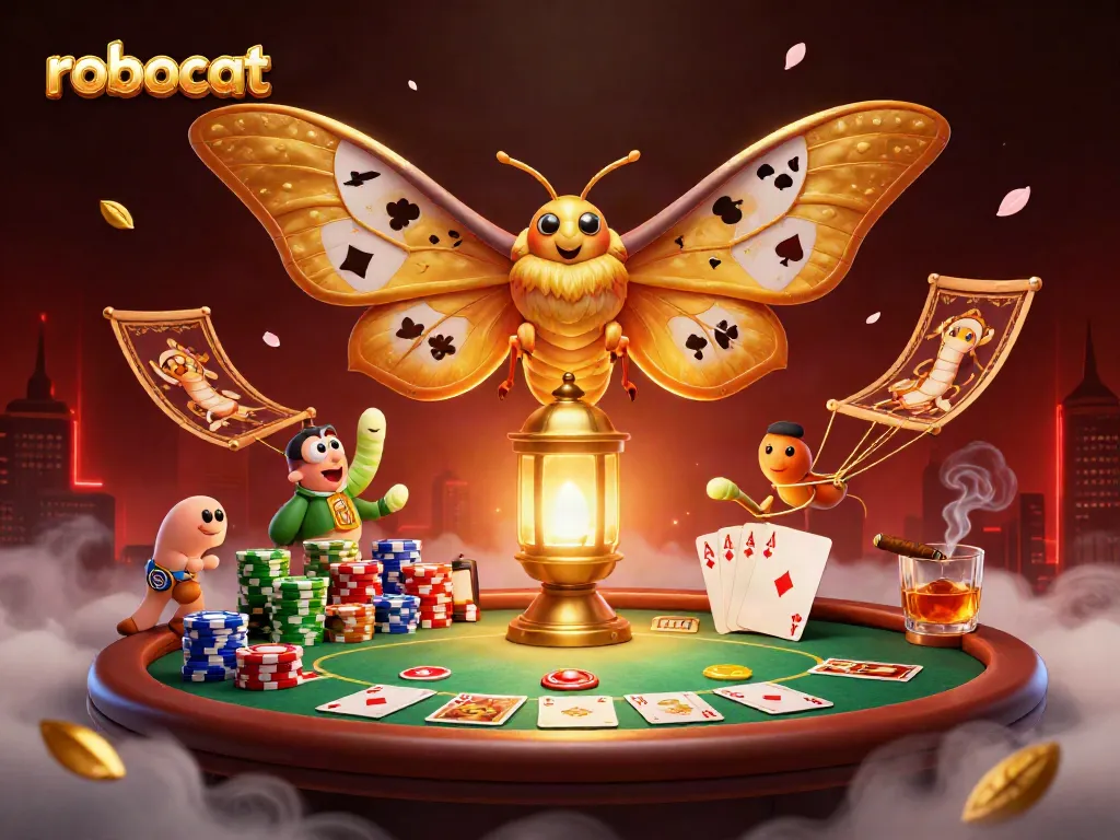 robocat showcases exciting poker elements amidst enchanting casino atmosphere