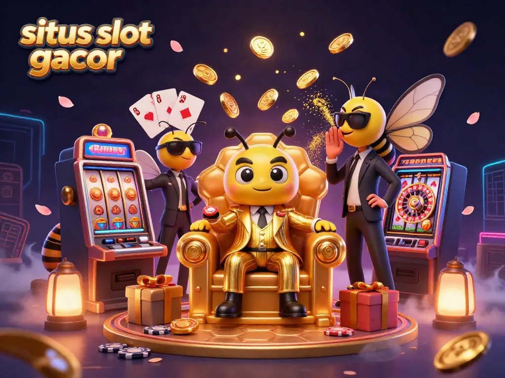 Visualisasi situs slot gacor dengan bos lebah dan elemen permainan yang dinamis.
