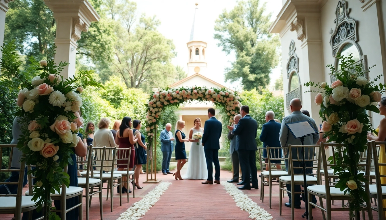 Experience a romantic wedding setup at a stunning Jacksonville Wedding Venue with beautiful floral decor.