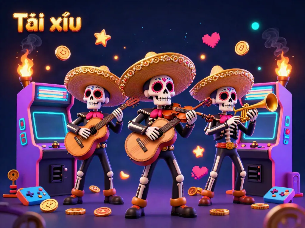 Engaging gameplay of Tài xỉu with vibrant 3D characters surrounded by arcade game elements.