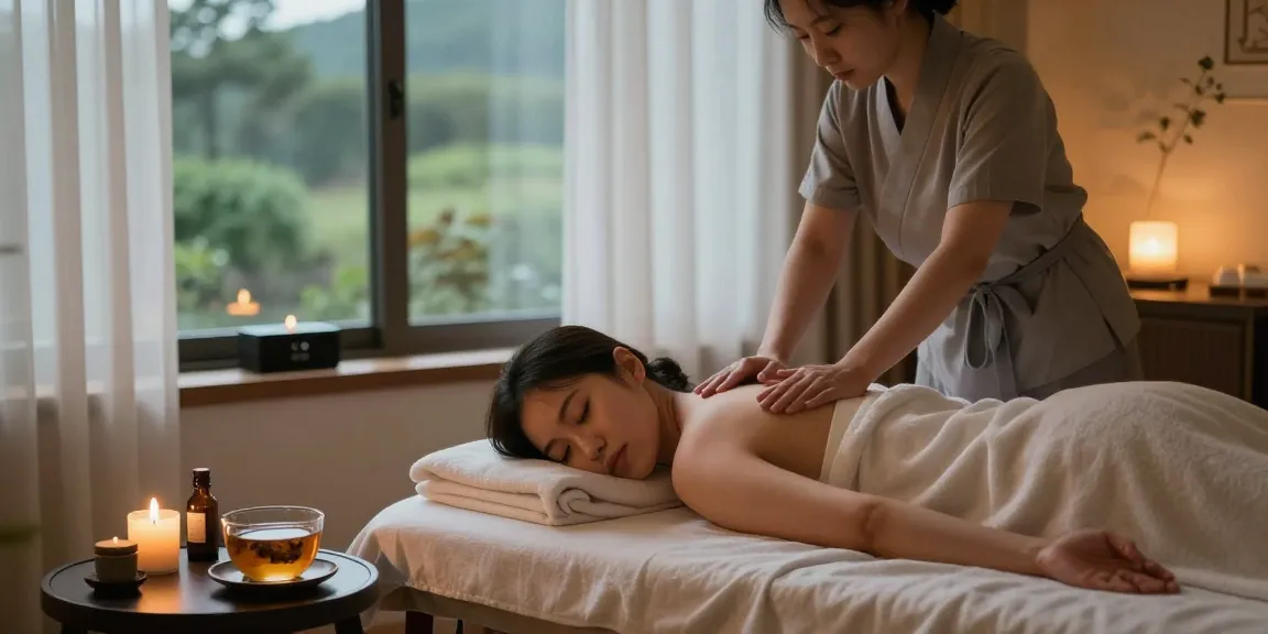 Relaxing 마사지 session in a serene wellness spa environment.