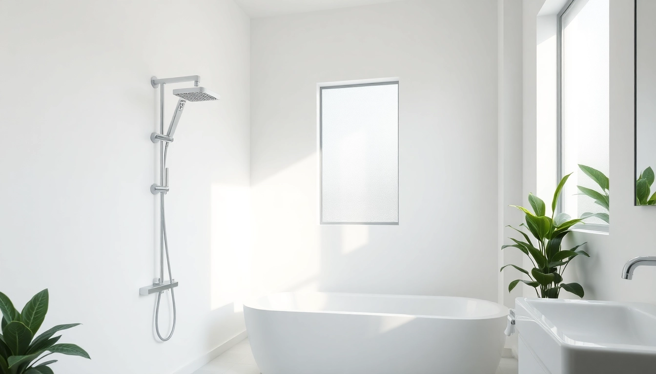 Admire elegant showers au with luxurious fixtures and soothing elements in a beautiful bathroom setting.
