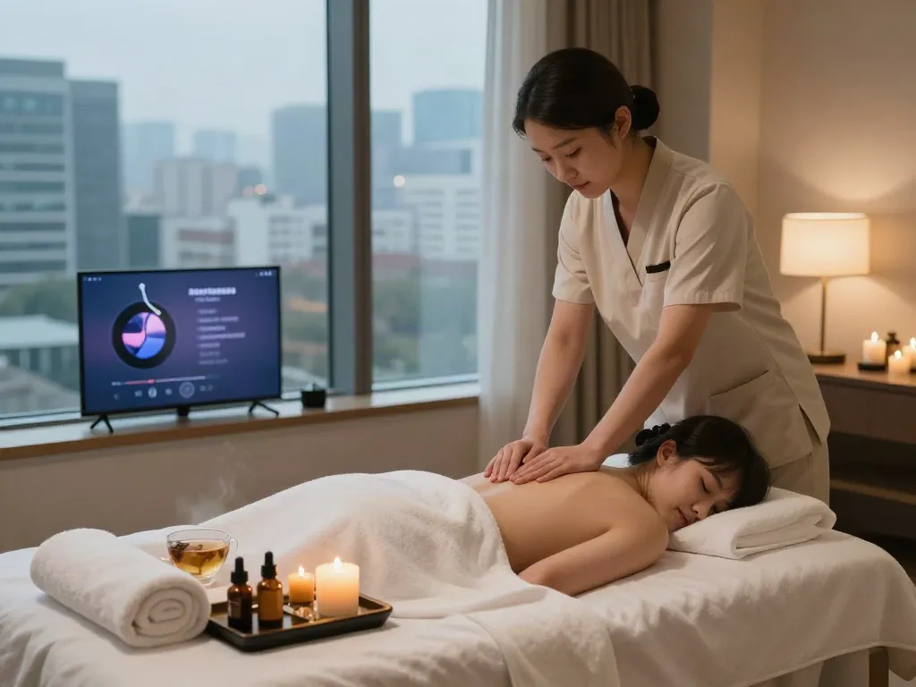 Luxury 용인출장안마 massage experience in a tranquil hotel room.