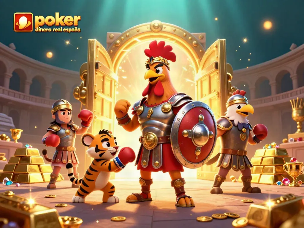 Póker online dinero real España: explora las mejores salas de juego con acciones vibrantes y personajes dinámicos.