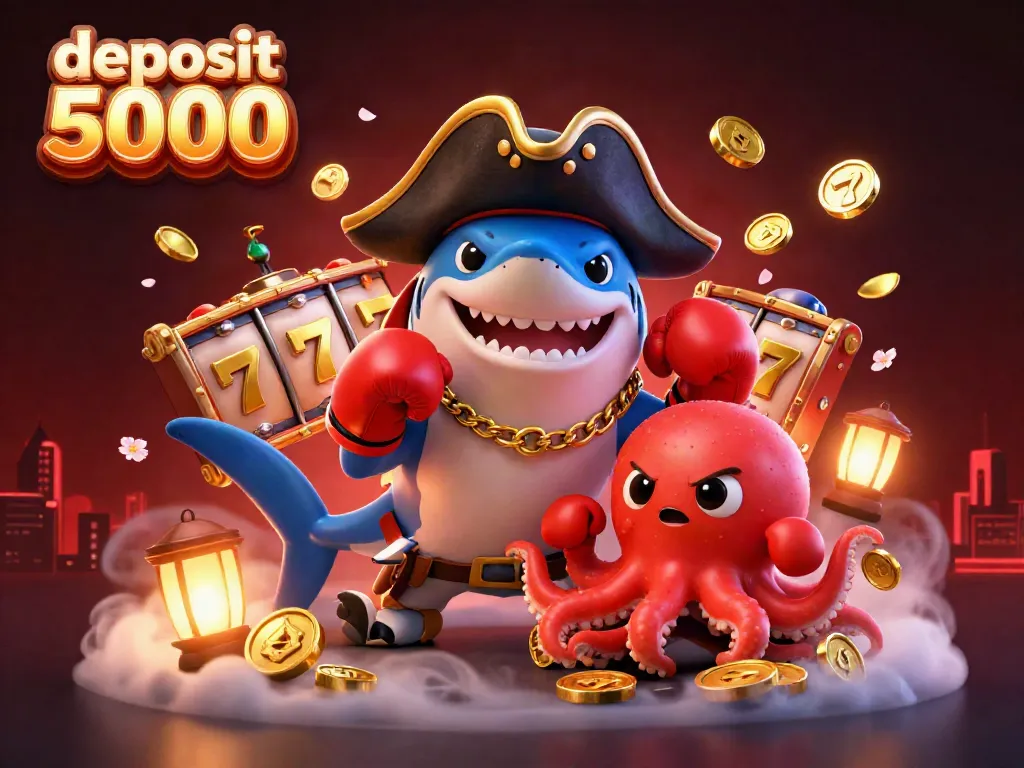 Engage in thrilling slot play with deposit 5000 on a vibrant casino-themed illustration.