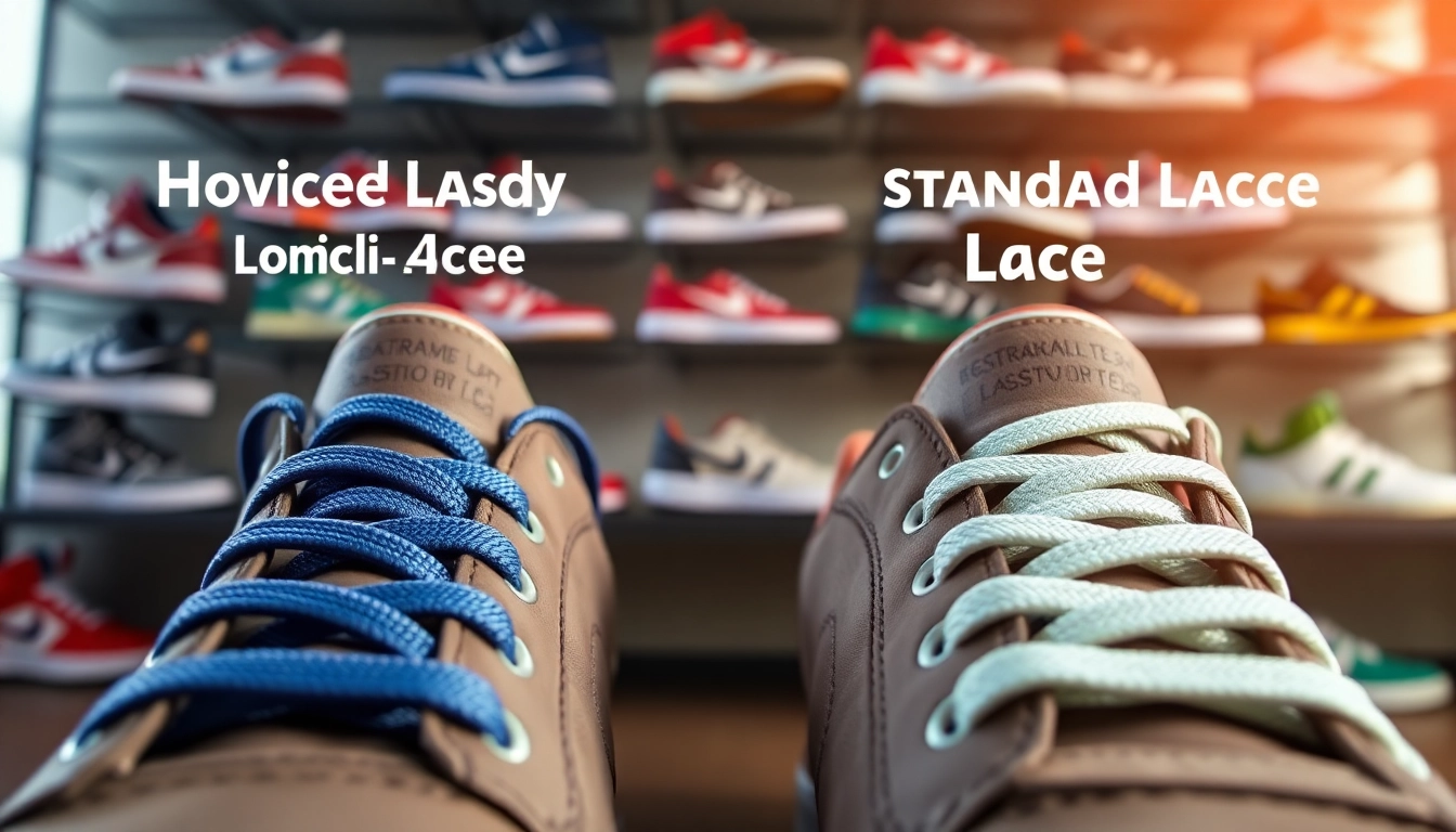 Compare Lace Lab vs. Stock Laces showcasing style and quality differences in sneaker laces.