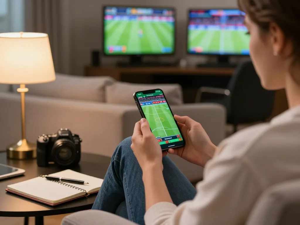C168 user placing bets on a smartphone while enjoying a cozy home setting with strategic notes visible.