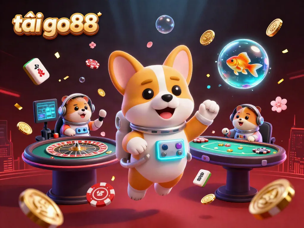 Experience the thrill as you tải go88 with an astronaut corgi in a vibrant space casino.