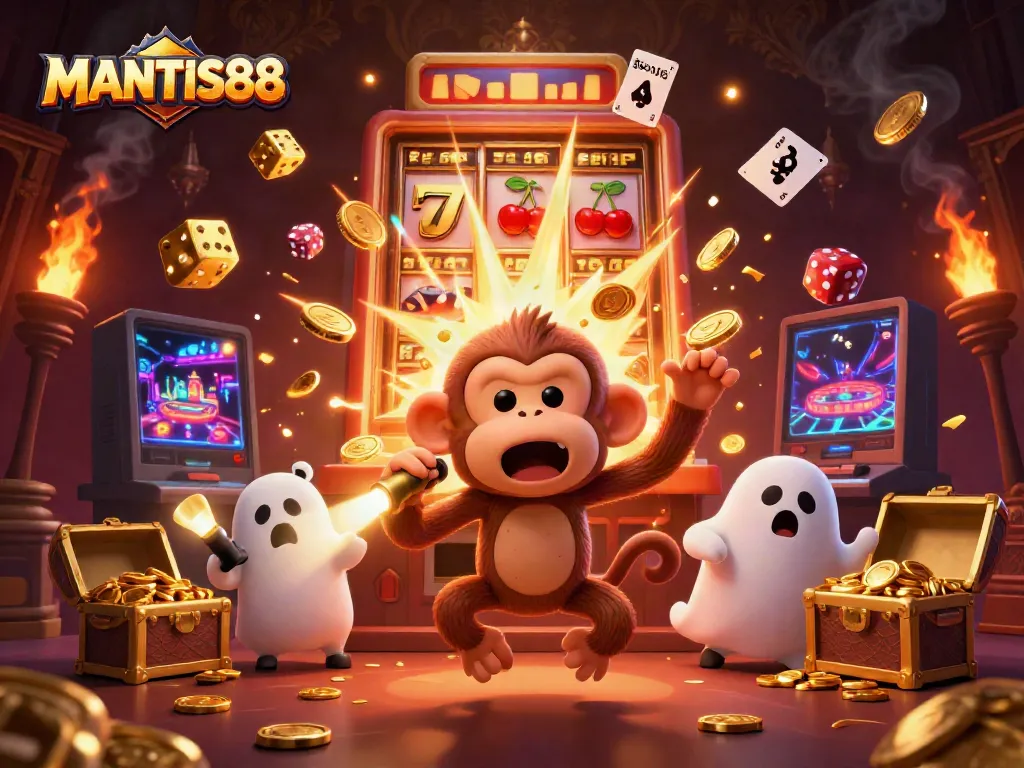 Experience MANTIS88's exciting online gaming with a thrilling poltergeist monkey and ghost-hunting puppy.