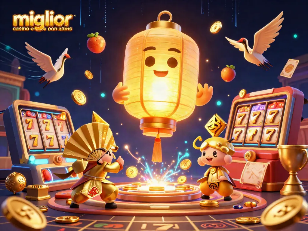 Gioca nei migliori casino online non aams con jackpot e simboli fortunati in un'illustrazione 3D vibrante.