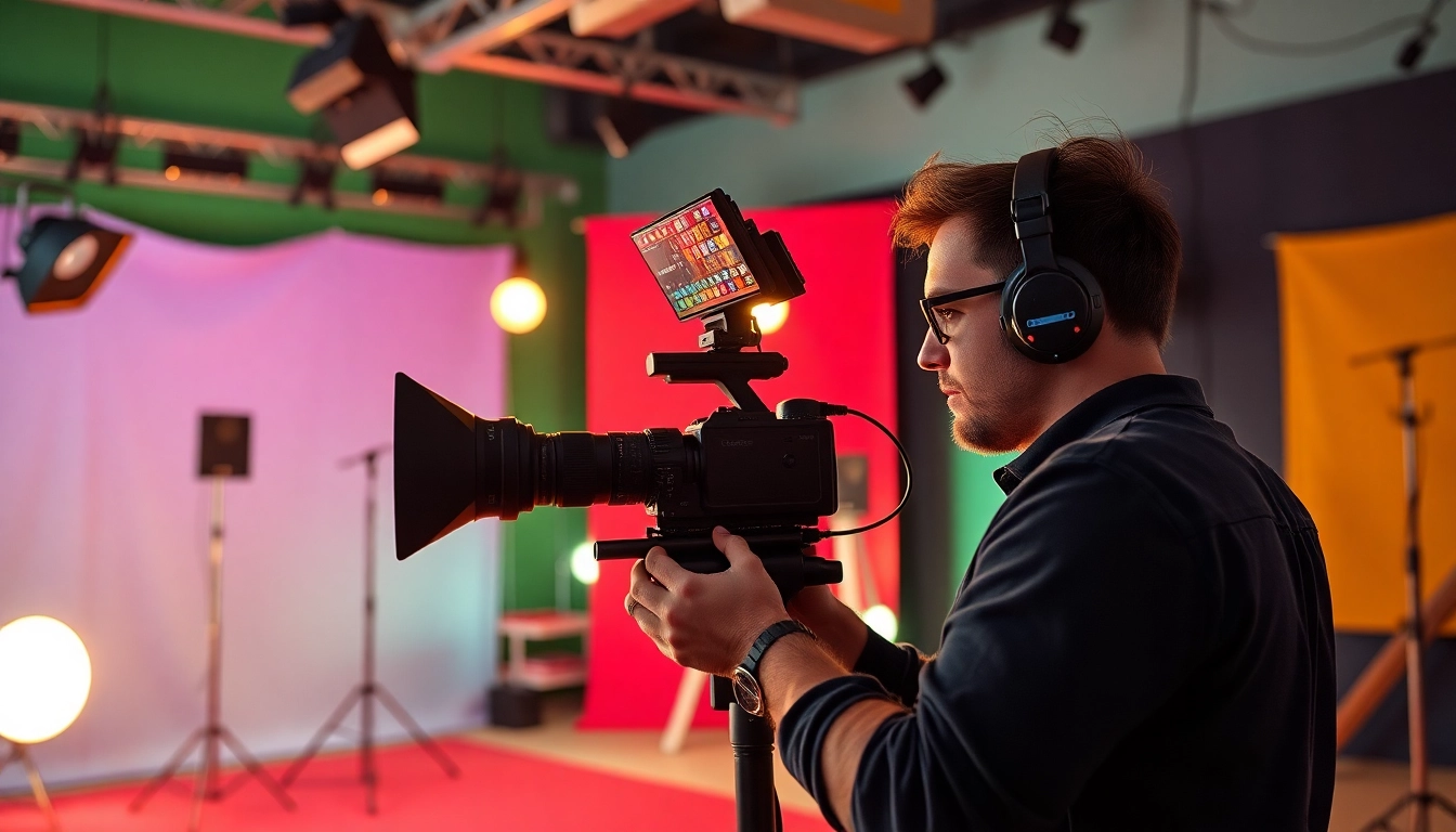 Edmonton videographer capturing dynamic footage in a vibrant studio setting.