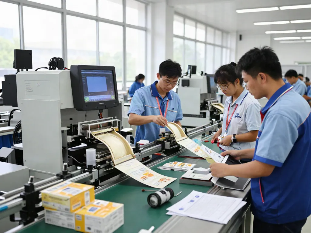 Engineers collaborating on customized packaging solutions in a modern production facility.