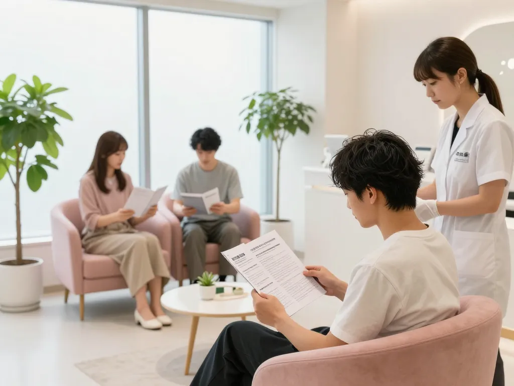 最新のクリニック環境で自毛植毛大阪おすすめオプションを探る患者。