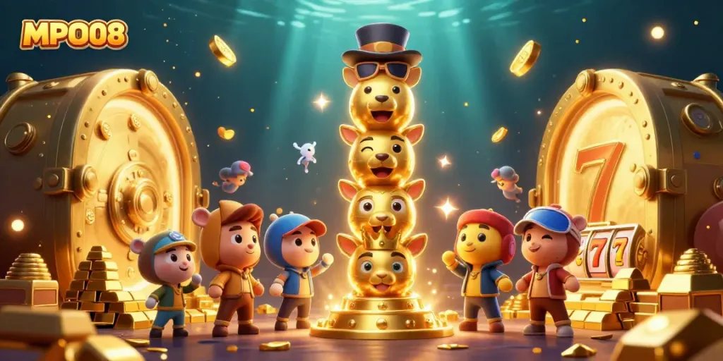 Join the fun at MPO08 as the golden totem pole spins amidst treasures and jackpot excitement!