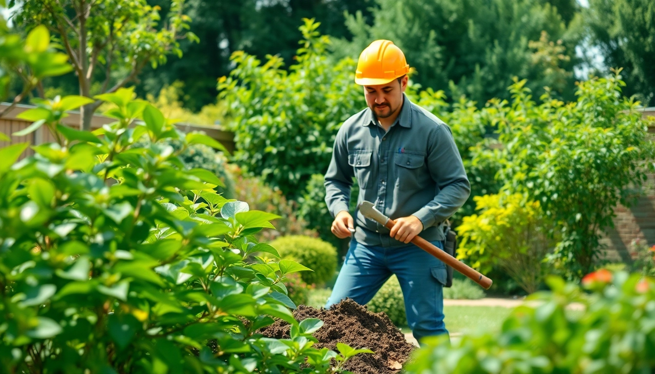 Efficient Japanese Knotweed Removal process done by a professional landscaper in a backyard.