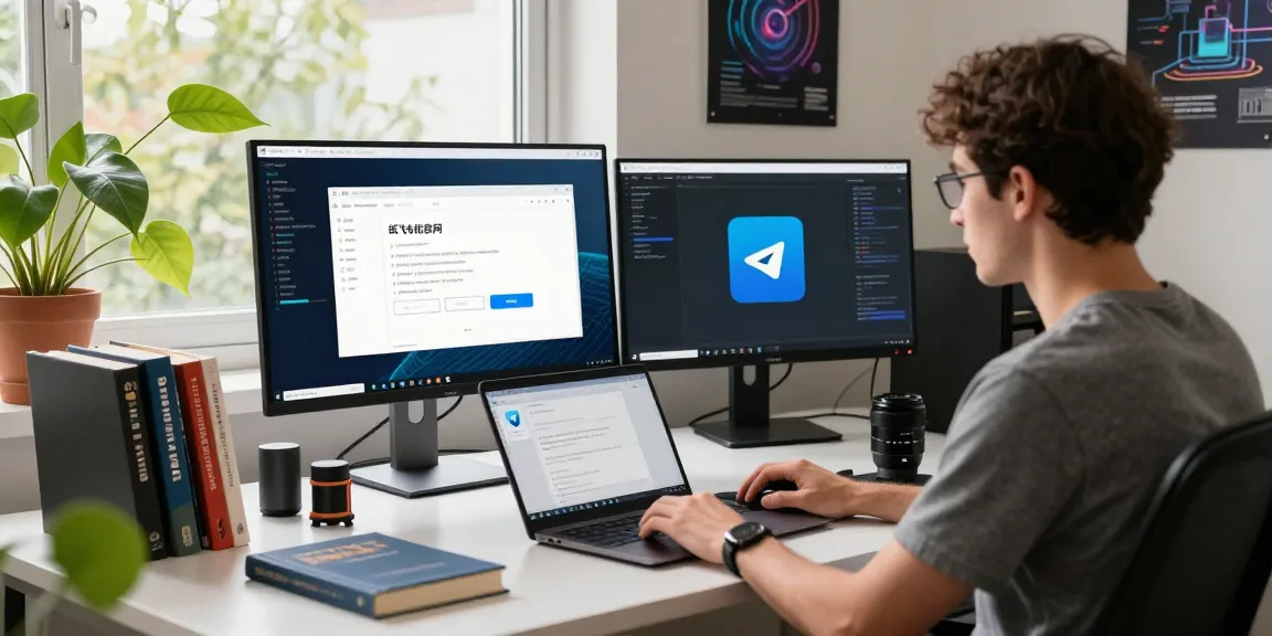 Engaged user configuring the 纸飞机官网 on modern tech workspace, showcasing a productive tech environment.