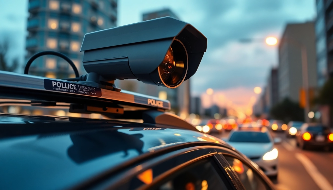 Implementing automatic license plate recognition technology on a police vehicle for enhanced security.