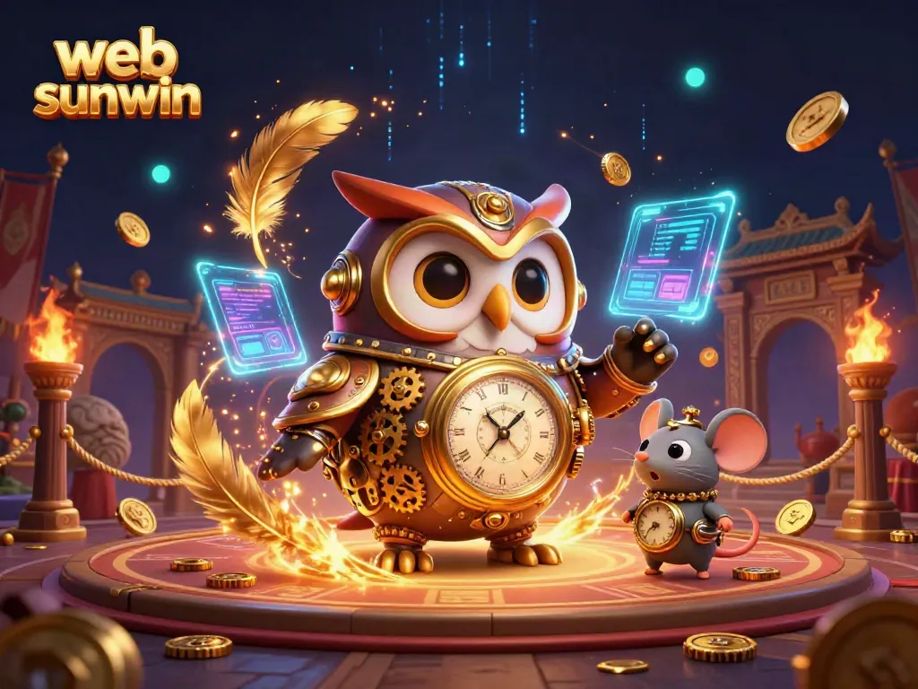 Engaging players in the web sunwin casino world, a cartoon owl and mouse explore thrilling games.