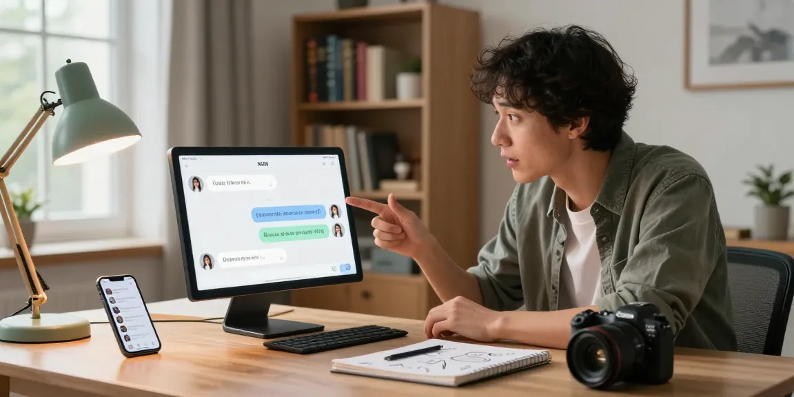 Engaging NSFW AI chatbot interaction in a cozy home office, highlighting modern technology and user engagement.