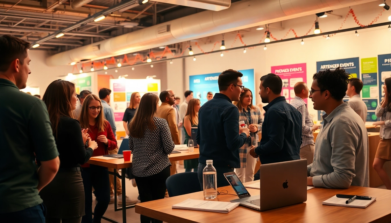 Engaging scene showcasing Artender Events with creative professionals collaborating at an event space.