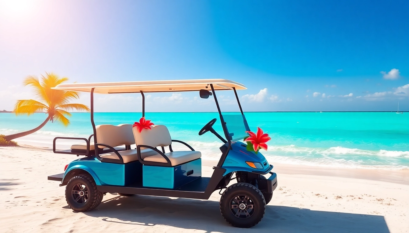 Enjoy a San Pedro Belize Golf Cart Rental with vibrant tropical scenery and crystal-clear waters.