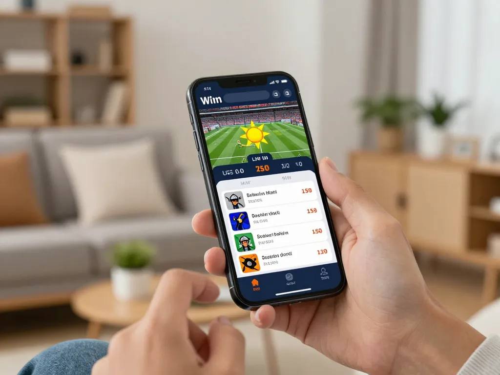 Betting on sun win app in a cozy home environment showcasing live sports odds