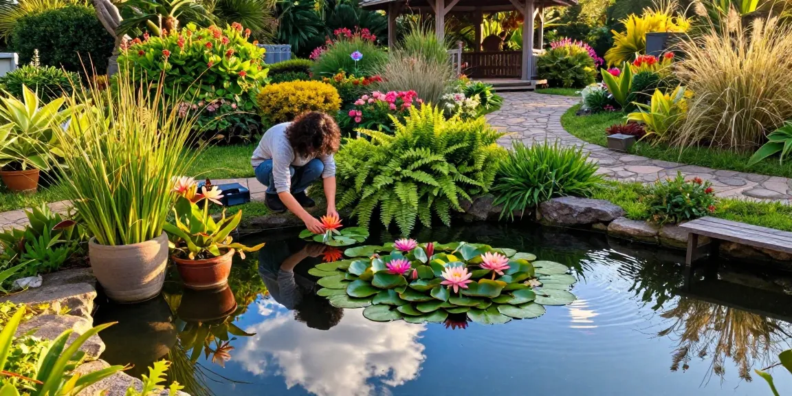 Buy Pond Plants Online with vibrant water lilies and lush greenery in tranquil garden