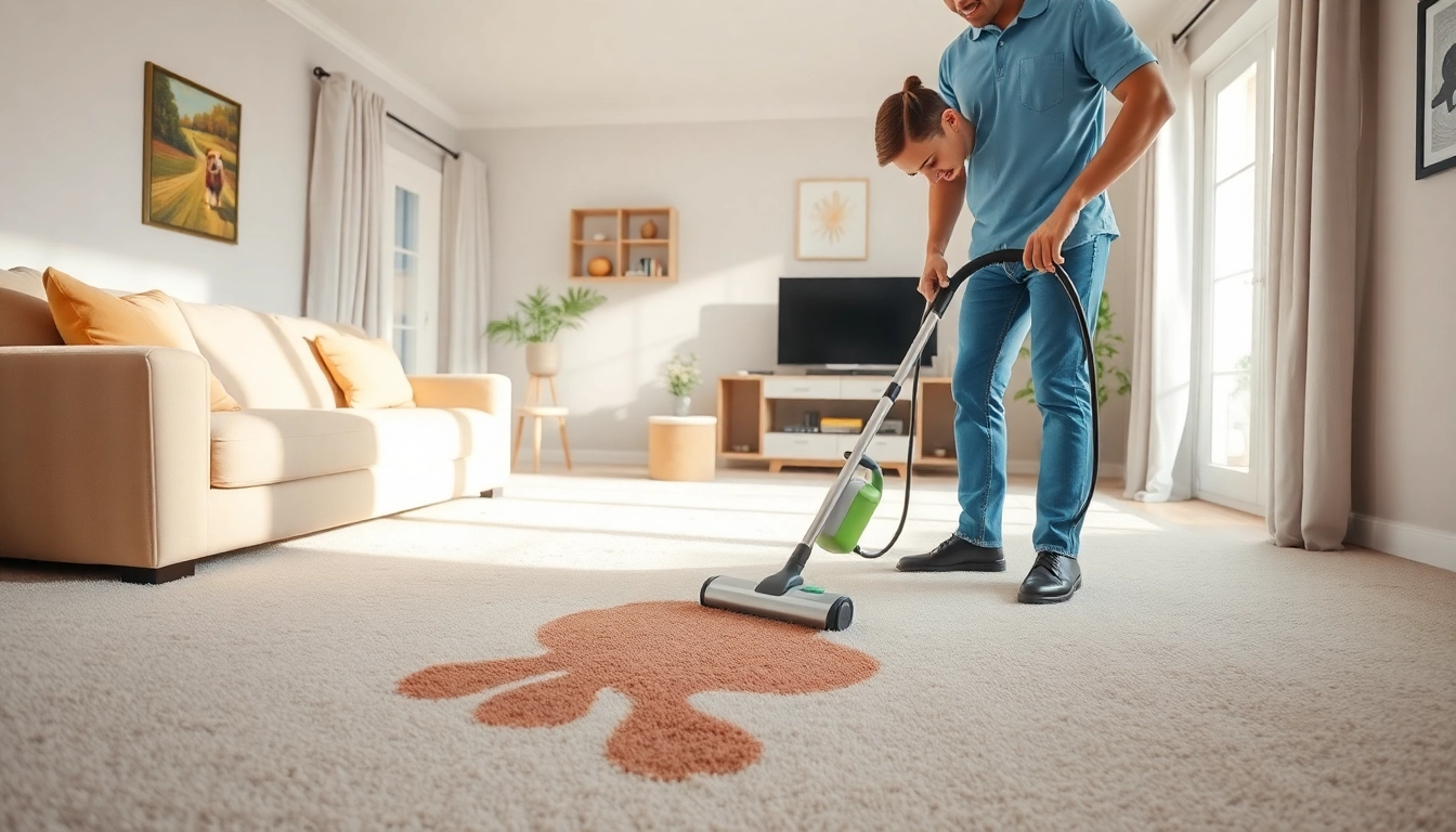 Engaging scene of pet odor carpet cleaning process transforming a carpet in a cozy home.