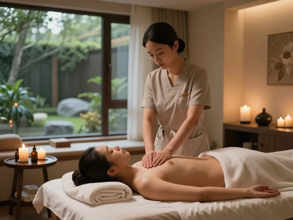 편안한 분위기와 숙련된 치료사가 있는 마포스웨디시 마사지 치료실의 고요한 장면.