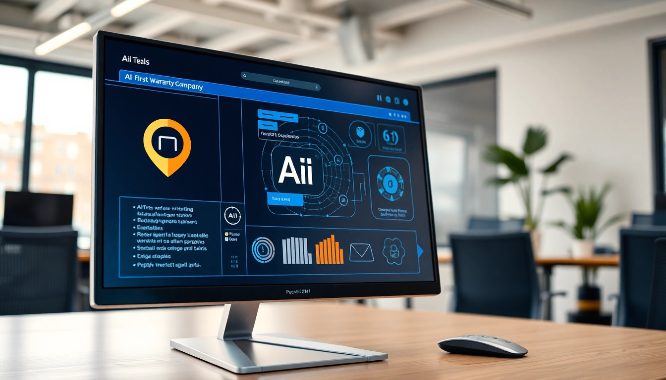 Visual representation of AI first warranty company interface enhancing user experience in a modern office.