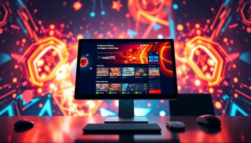 Engaging interface and features of https://rusia777.com displayed on a modern computer screen.