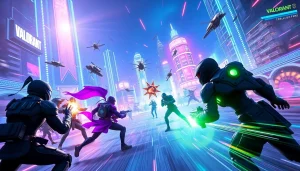 Players engaging in a vibrant VALORANT download scene with agents showcasing unique abilities.