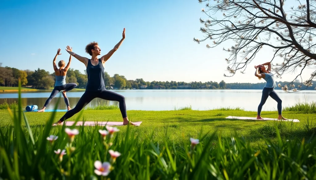 Calculate calories using the yoga calories burned calculator with a relaxing yoga scene.