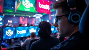 Menggambarkan pemain antusias beraksi di arena bos88 dengan permainan yang seru.