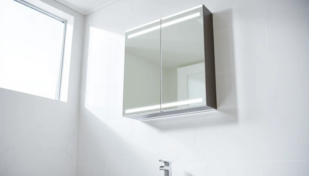 Den eleganten sonni Spiegelschrank im Badezimmer mit stilvoller Beleuchtung präsentieren.