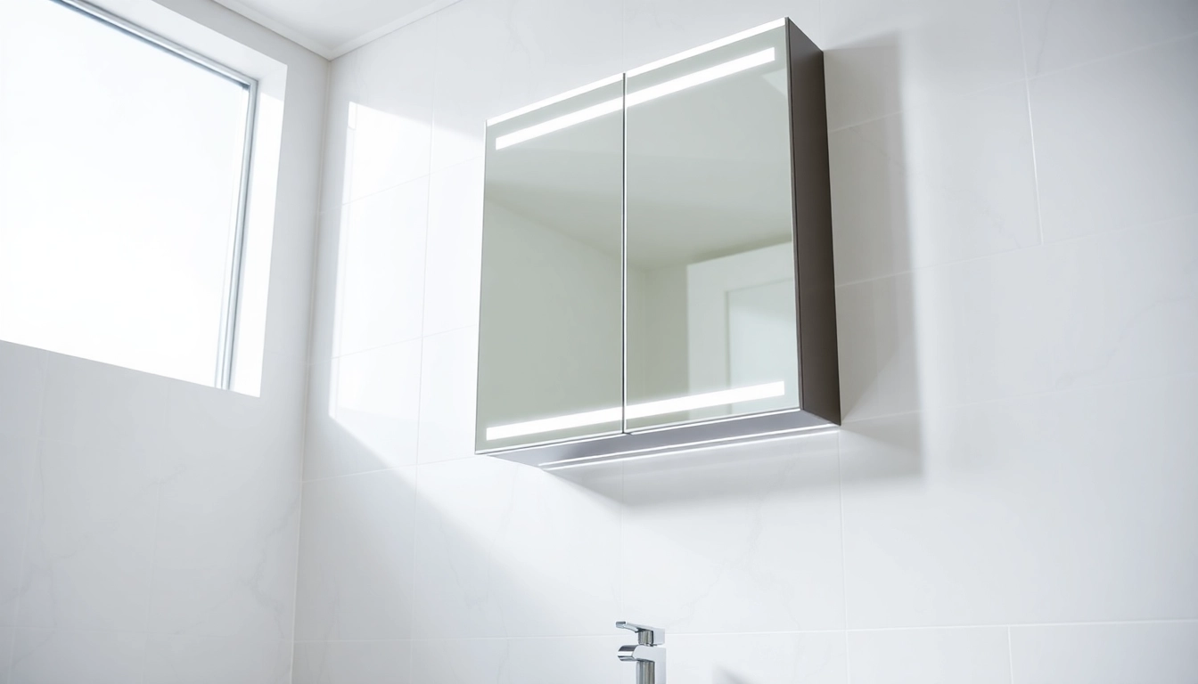 Den eleganten sonni Spiegelschrank im Badezimmer mit stilvoller Beleuchtung präsentieren.