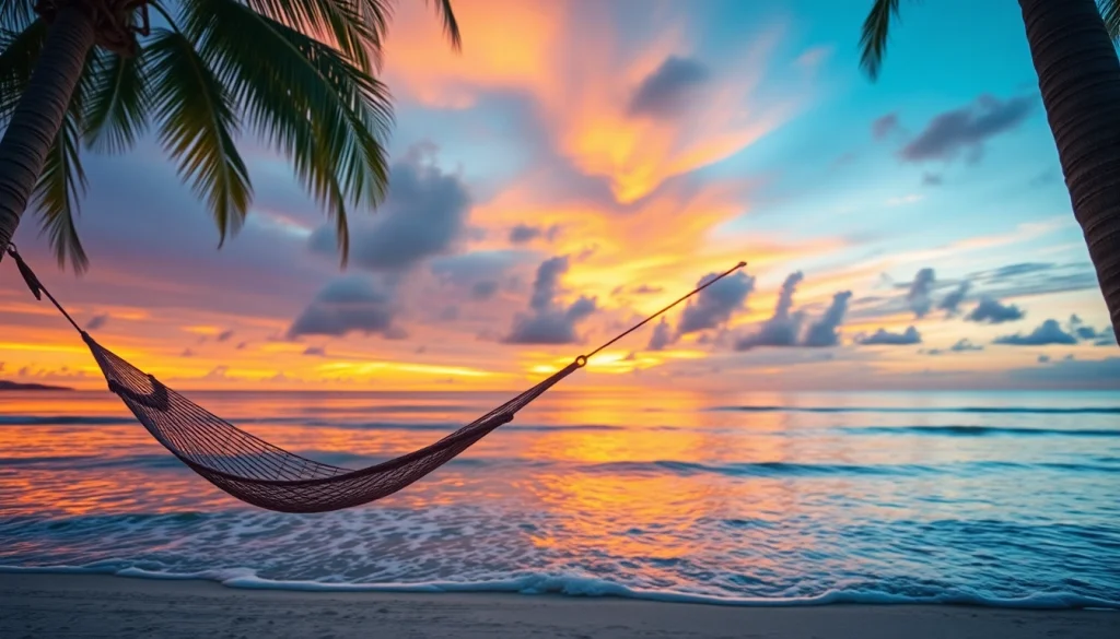 Relax and unwind with the travel scene depicted on https://travelvixta.com, showcasing a tranquil tropical beach.