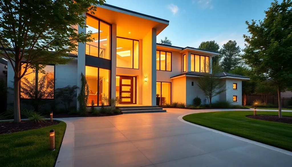 Showcase of real estate property highlighting agent and modern home for sale.