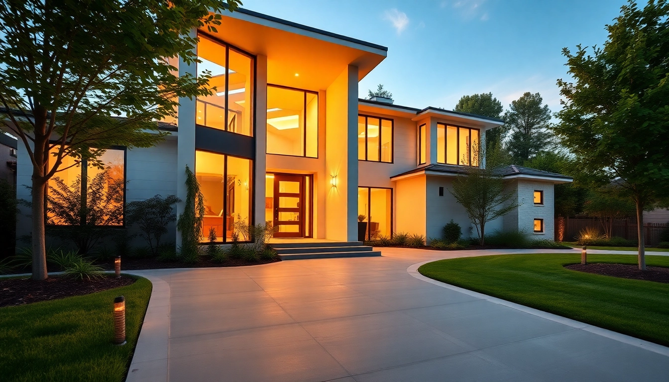 Showcase of real estate property highlighting agent and modern home for sale.