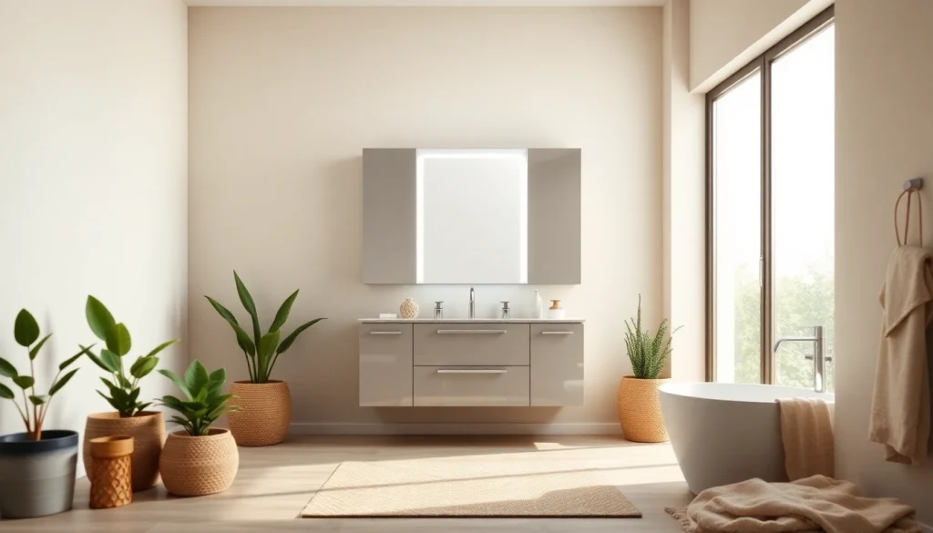 sonni Spiegelschrank in modern bathroom design with stylish lighting and decor