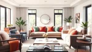 Show a cozy living room interior inspired by https://merithome.co.uk with modern decor and natural lighting.