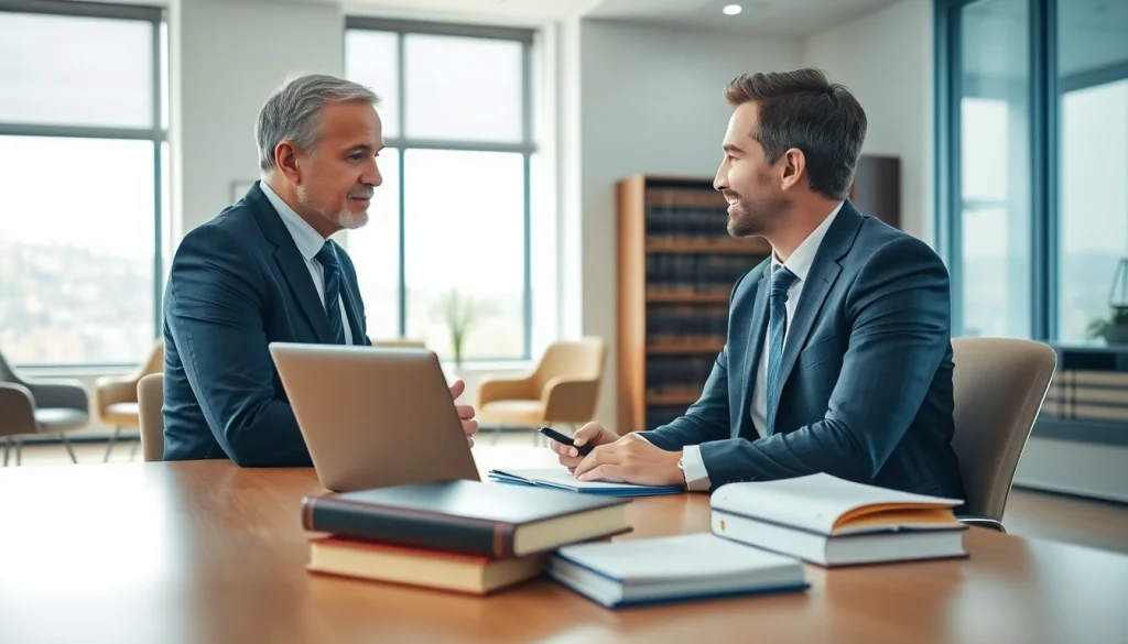 Engaging attorney consultation at https://www.tnlmiami.com, showcasing warmth and professionalism in a modern office.