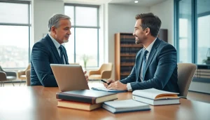 Engaging attorney consultation at https://www.tnlmiami.com, showcasing warmth and professionalism in a modern office.