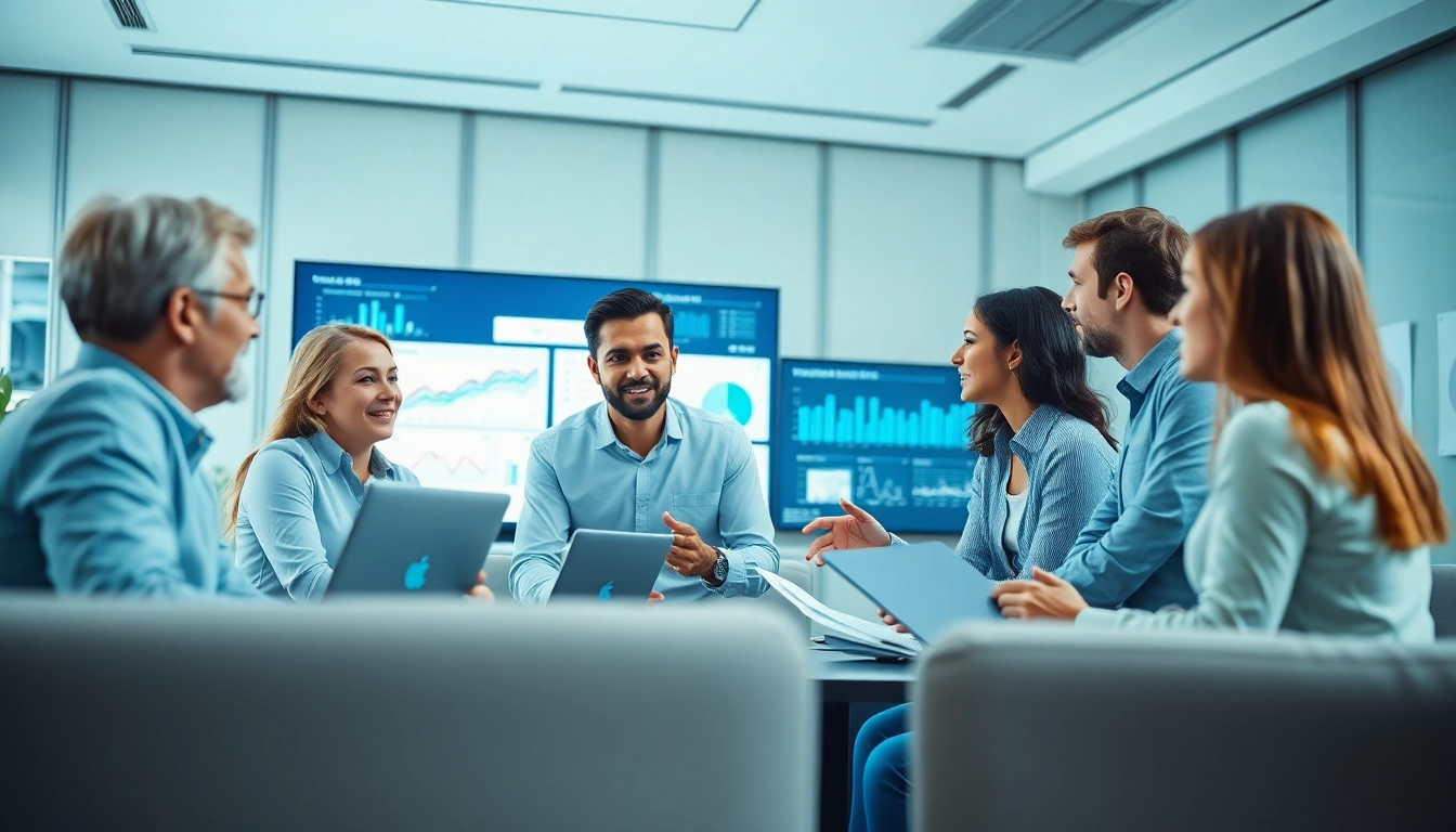 Engaged analysts discussing data insights in a modern space at https://benchbot.ai.