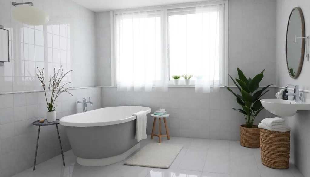 Восстановление чугунной ванны с блестящей поверхностью в уютном интерьере.