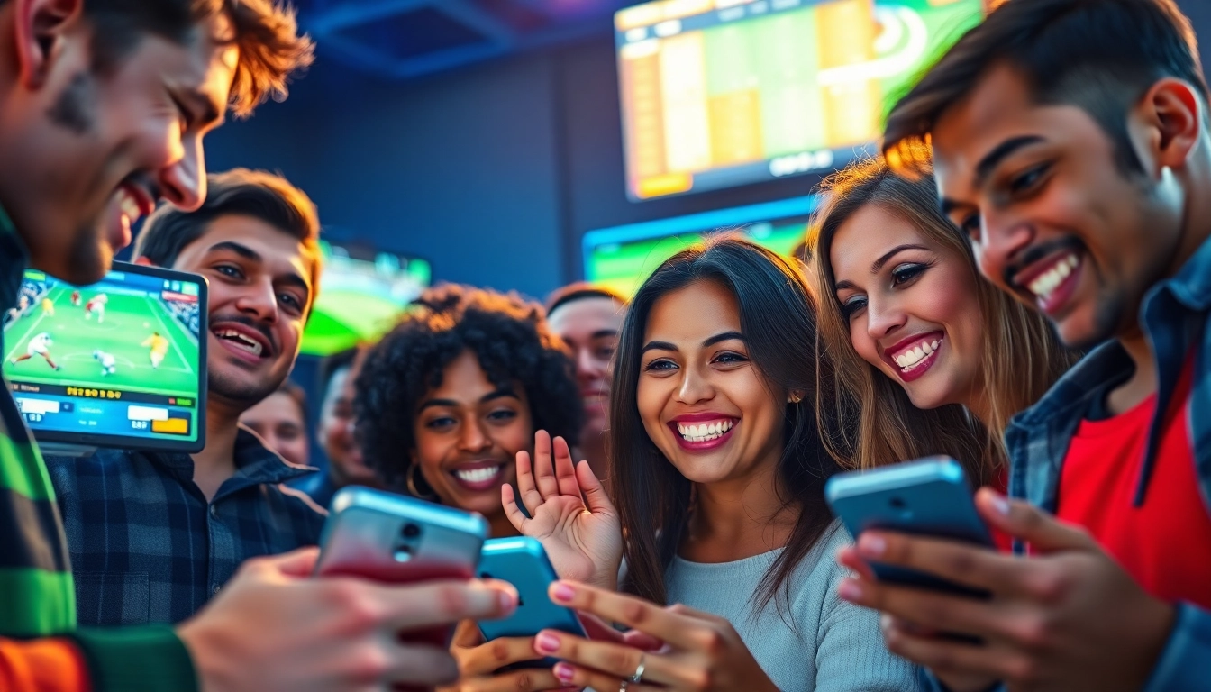 Engage with the best sports betting apps in India featuring excited users immersed in sports action.