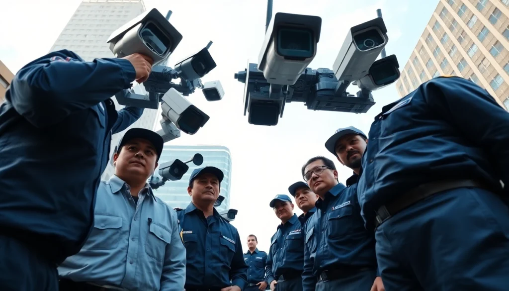 Security Company personnel actively monitoring urban areas with professionalism and vigilance.