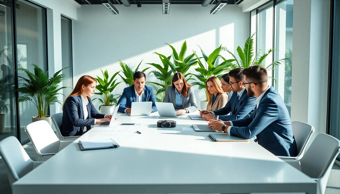 Team of Quickplus Business Consultants collaborating in a modern office.